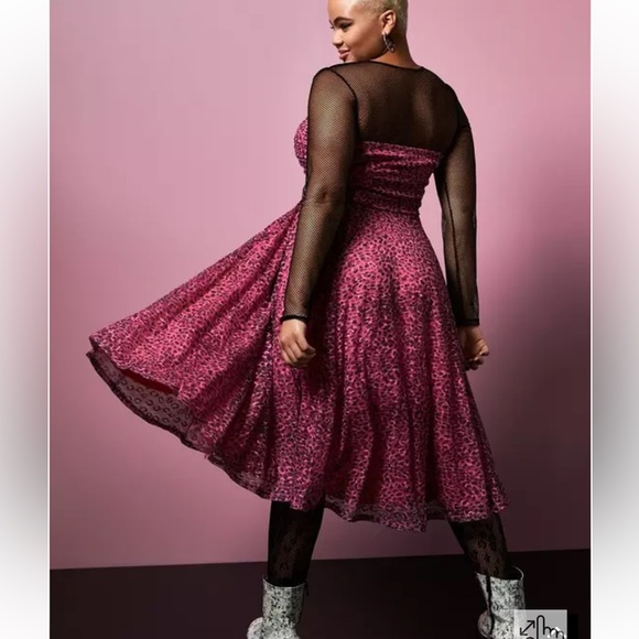 Torrid X Betsey Johnson Pink Leopard Tulle Dress EUC Size 22 - Picture 10 of 11